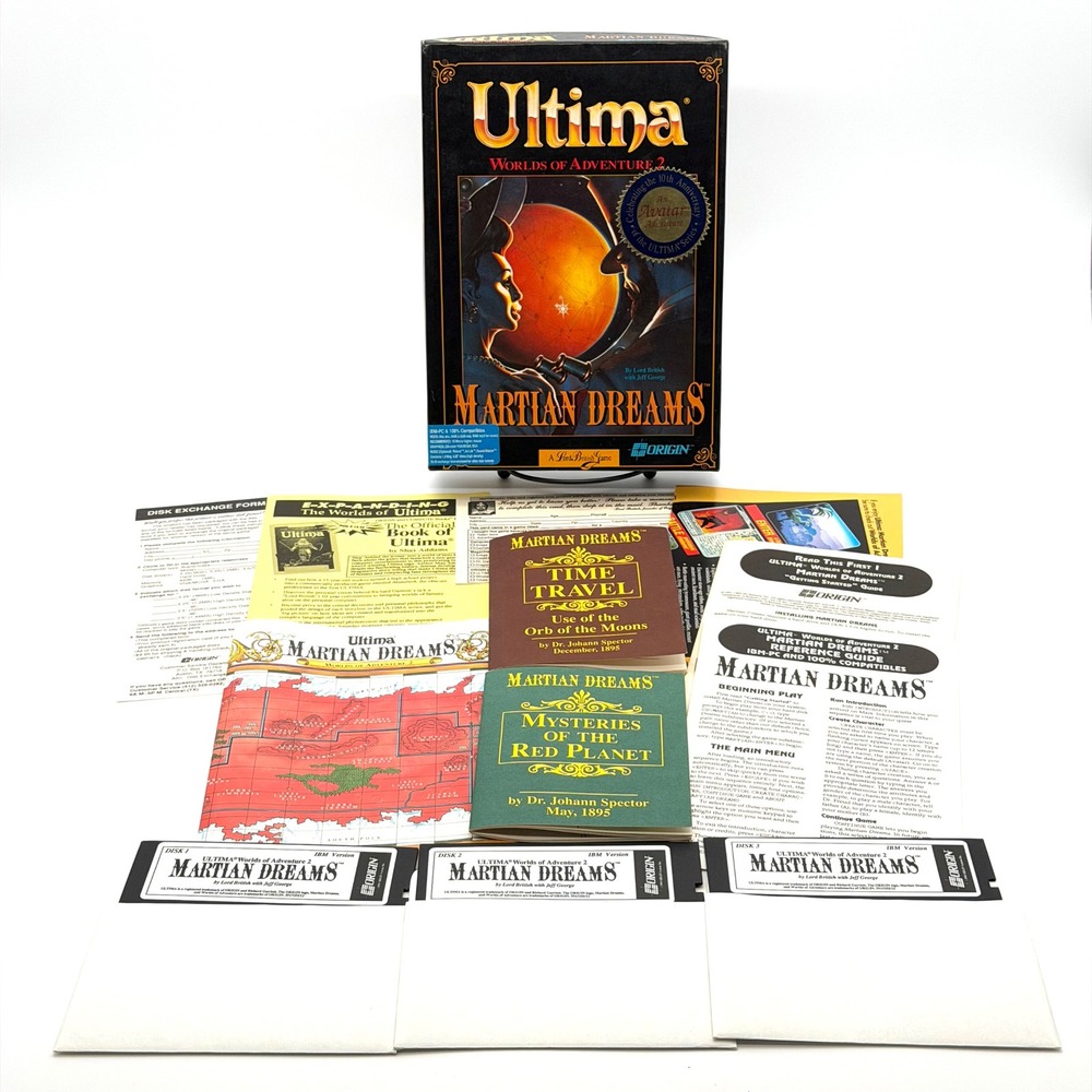 Ultima Worlds of Adventure 2 Martian Dreams PC Big Box Complete 1991 5.25 Game